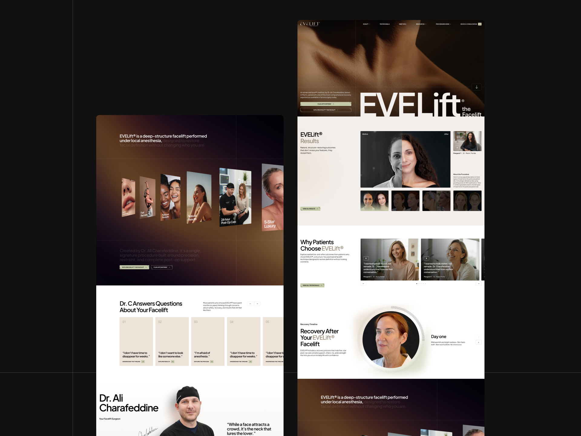 Evelift project gallery image, web design and branding by CR38