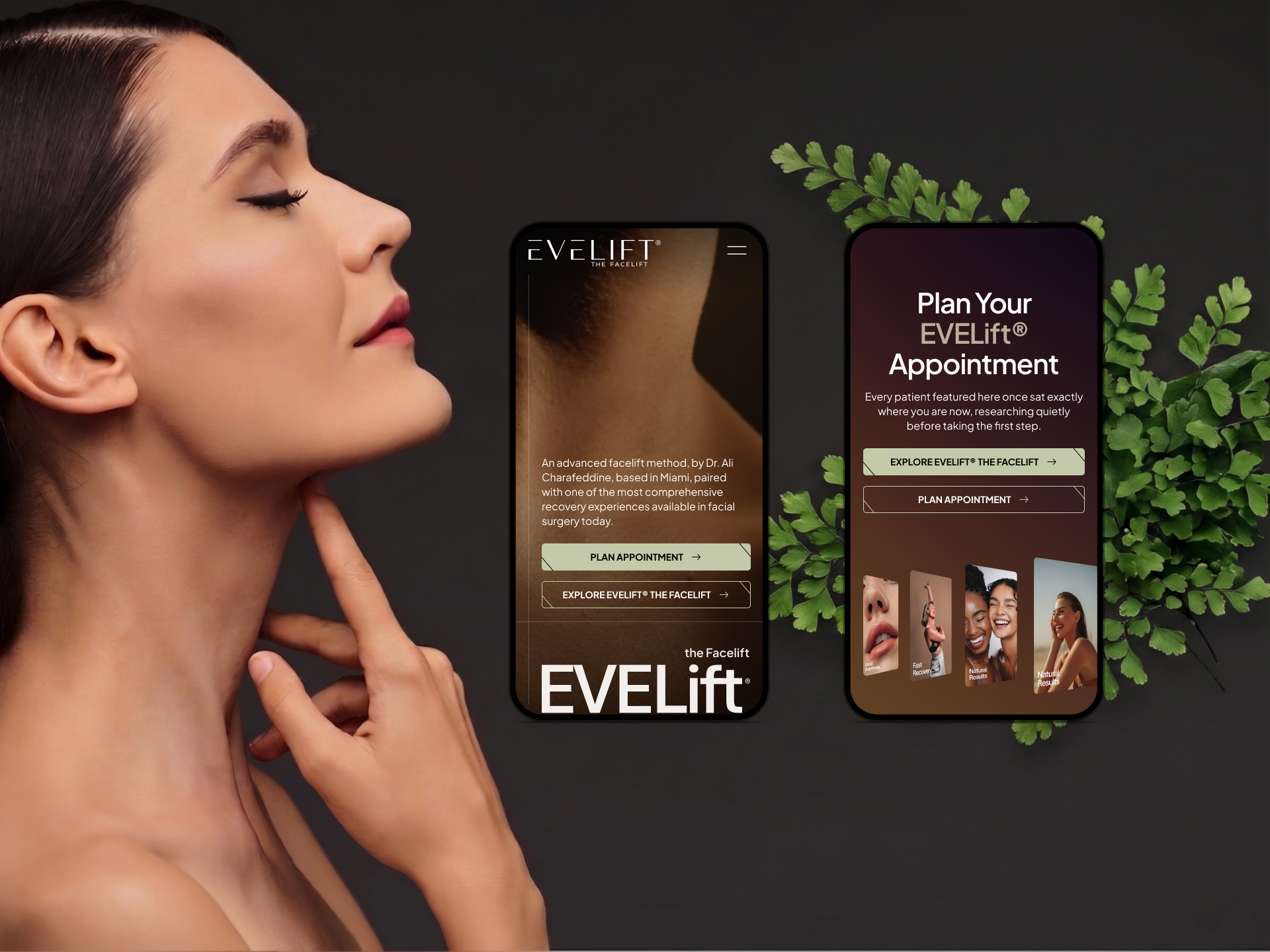 Evelift project gallery image, web design and branding by CR38