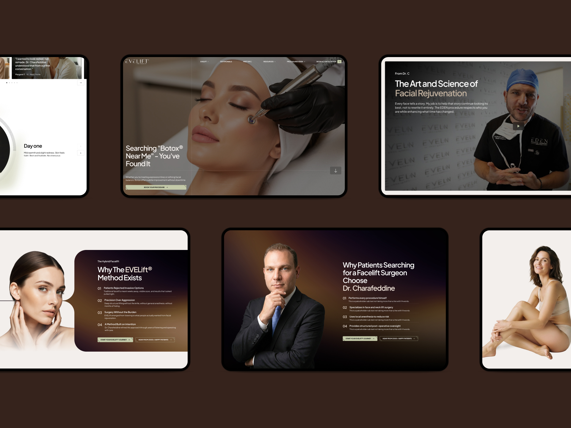 Evelift project gallery image, web design and branding by CR38